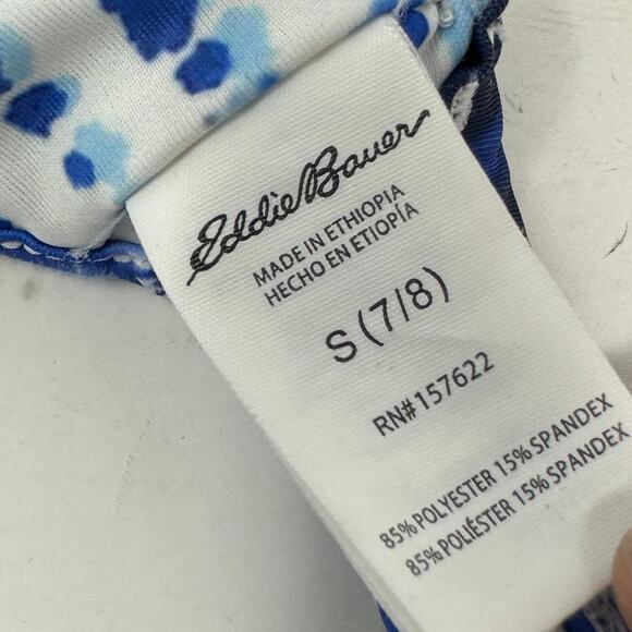 Eddie Bauer Reversible 2 Piece Tankini Swimsuit Girls S 7-8 Blue White Tie Dye - Picture 5 of 6